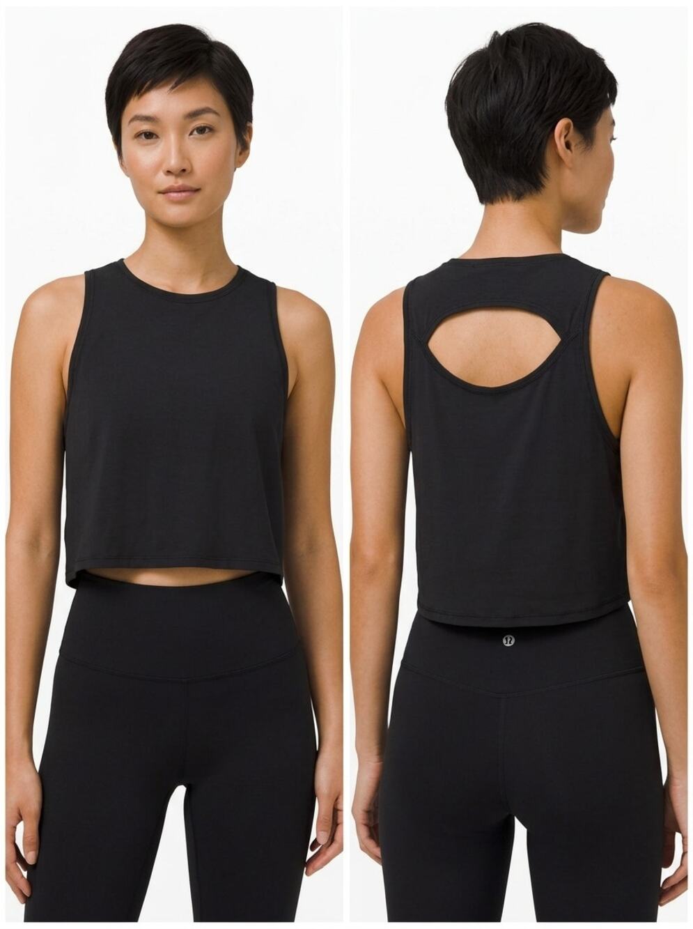 Lululemon Black Crop Back High Neck Tank Top Women See Measurements